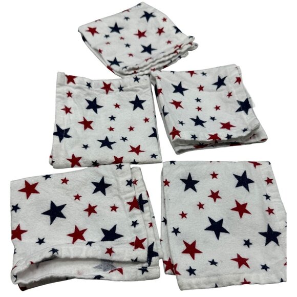 hobby lobby Set Of 5 Star-Patterned Cotton Reusable Cloth Napkins Red White READ - Picture 1 of 6